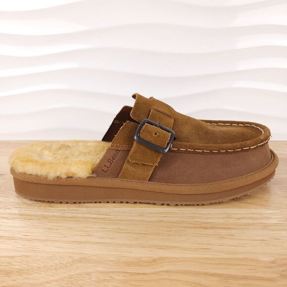 LL‎ Bean Wicked Good Slipper Scuffs Mens Size 8 Medium Saddle Slip On Shoes - Picture 1 of 13